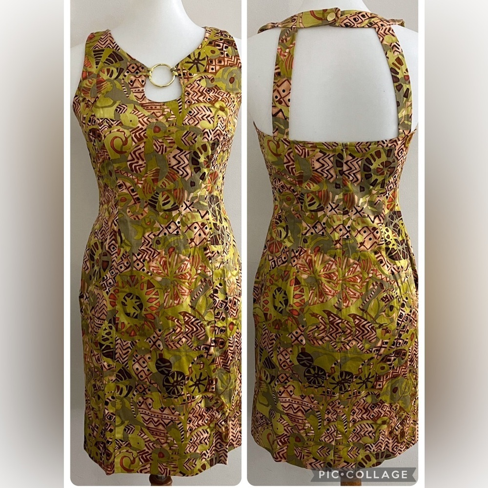 90s Dress Barn Vintage Geometric Print Sheath Dress